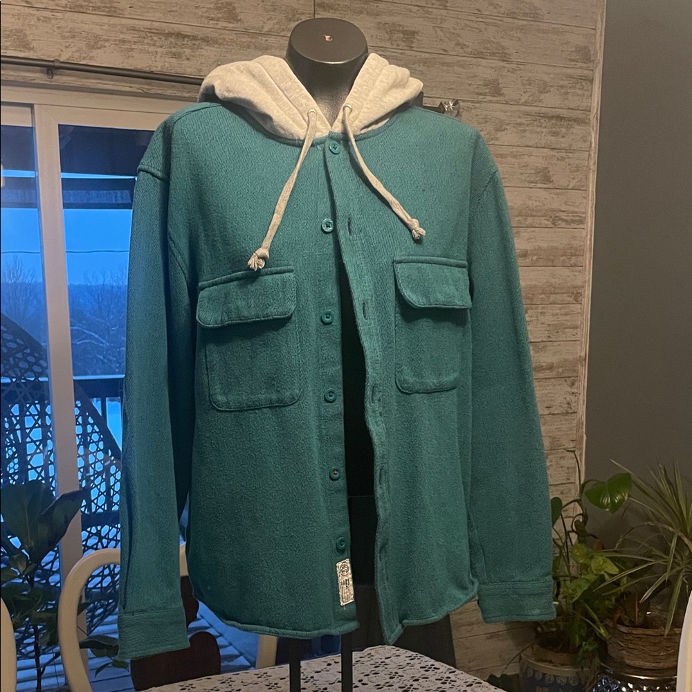 BDG Green Knit Jacket with Buttons